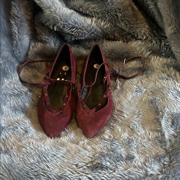 Rebecca Minkoff Burgundy Ballet Flats with Studded Straps - Picture 1 of 5